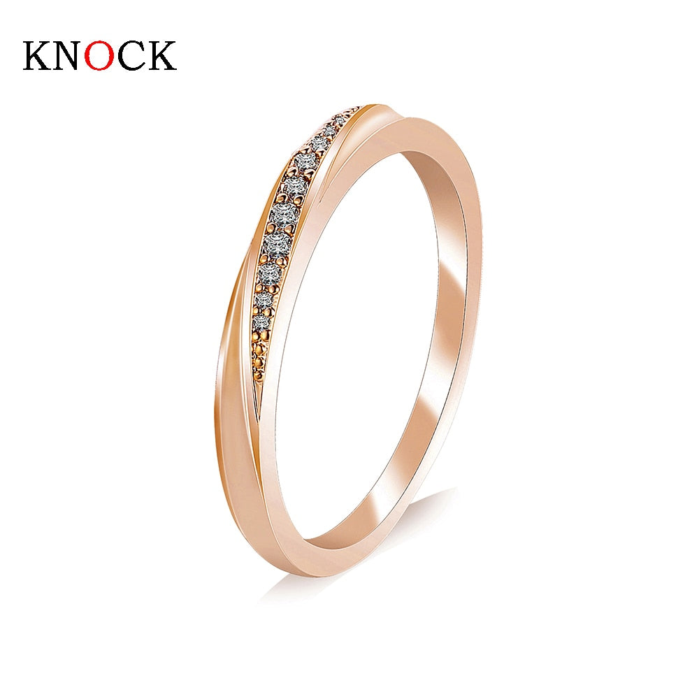 Simple Cubic Zirconia Lovers Rose Gold Ring - Chill Collectives