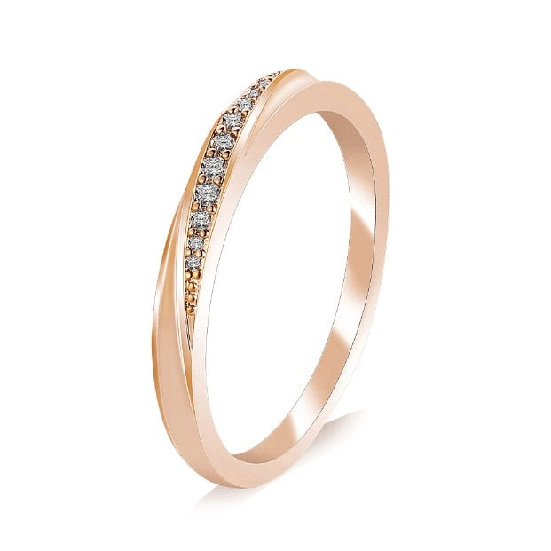 Simple Cubic Zirconia Lovers Rose Gold Ring - Chill Collectives