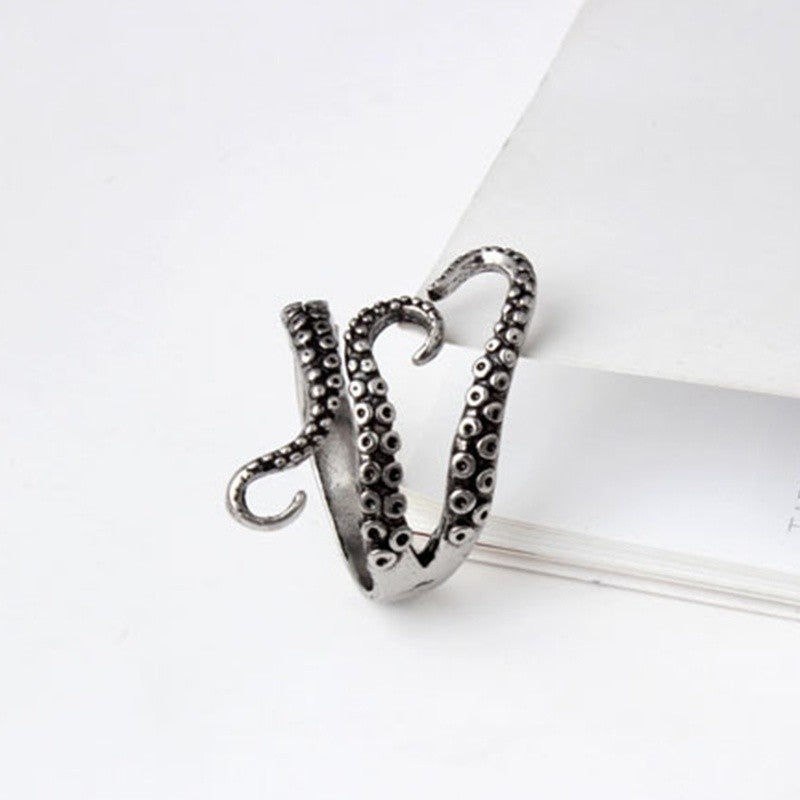 Titanium Steel Gothic Octopus Finger Ring - Chill Collectives