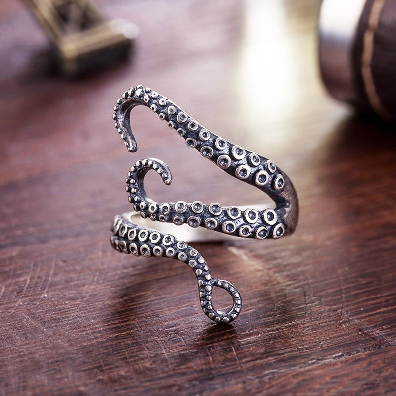 Titanium Steel Gothic Octopus Finger Ring - Chill Collectives