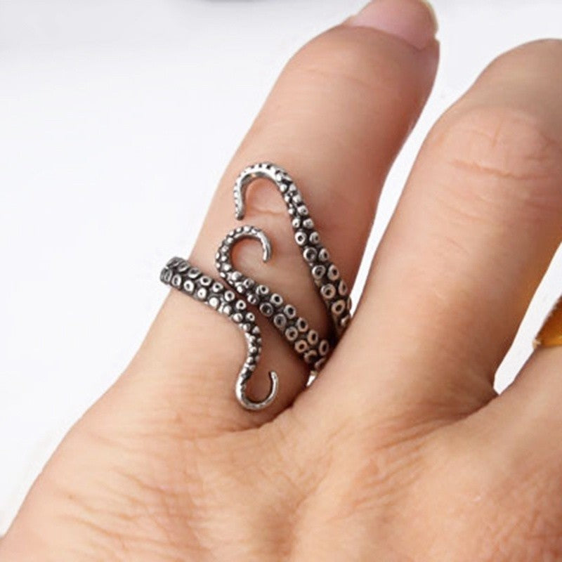 Titanium Steel Gothic Octopus Finger Ring - Chill Collectives