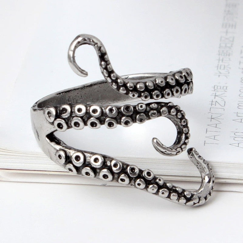 Titanium Steel Gothic Octopus Finger Ring - Chill Collectives