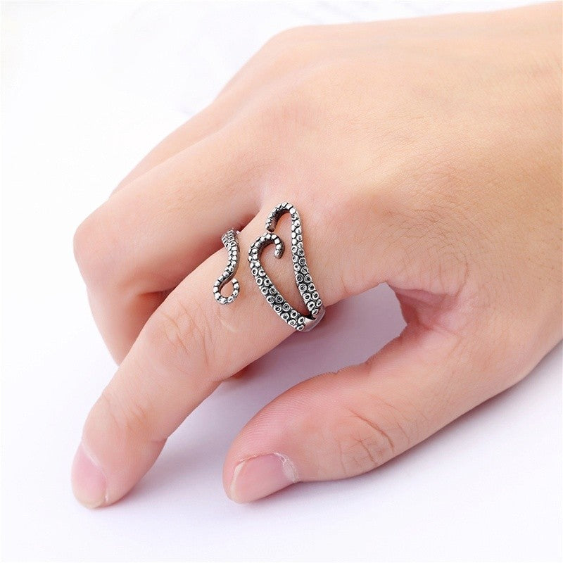 Titanium Steel Gothic Octopus Finger Ring - Chill Collectives